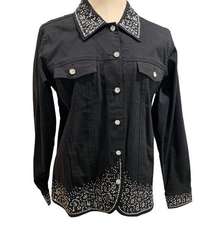 Small Quacker Factory Women's Black Embellished Button Up Jacket