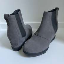 New  Gray Suede Wedge Booties 9