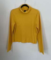 turtleneck top crop length mustard yellow 