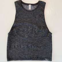 Saucony Seamless Stretch Muscle Tank Top Grey Charcoal Spacedye Breathable Large