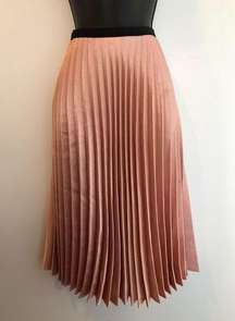 Taylor & Sage Shimmery Rose Pink Accordion Pleated Midi Skirt, Size S