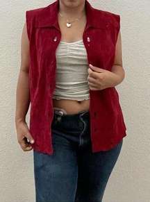 - Deep Red Velvety Leather Vest