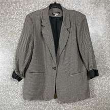 Savannah Women's Vintage Plus Size Houndstooth Blazer - Size 22W - Preppy Twee