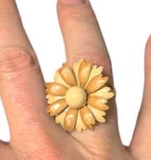 Vintage daisy ring adjustable metal enamel floral sunflower