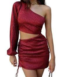 Runaway Monrow Cutout One Sleeve Mini Dress Wine Size Large NWT