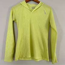 🦋 Saucony Neon Yellow Green Lighweight Hooded Long Sleeve Athletic Top Medium