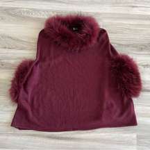 Love Token M/L Racoon Fur Wool Burgundy Sweater