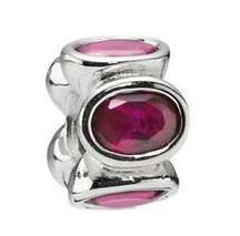 Pandora AUTHENTIC Oval Lights Ruby Charm, Sterling Silver, Deep Pink