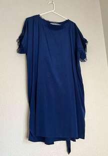 Michelle Mason Silk and Lace Mini Dress royal blue 8