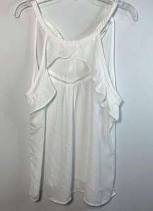 SOHO Racerback Sheer White Blouse Size Medium