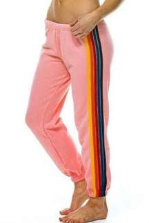 Aviator Nation 5 Stripe Sweatpant Pink Large