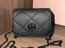 Tory Burch Willa Matte Micro Flap Crossbody Bag Black