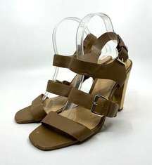 Kate Spade Brown Leather Gold Heels Sandal 10 US