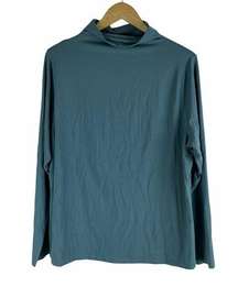 Jason Wu Mock Neck Jersey Top Long Sleeve Teal Size 1X