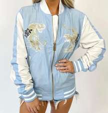 NEW, no tags  - BLUE AND WHITE BOMBER JACKET - NEW NO TAGS