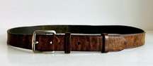 Coach Worn in Brown Genuine Leather Square Buckle Embossed Logo Belt - XL