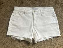 White Mid Rise Jean Shorts 