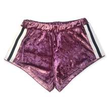 Pink Velvet Side Striped High Rise Lounge Booty Shorts