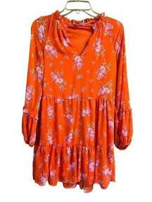 Vince Camuto Baby Doll* Oversized  Dress * Orange/Pink Sz S