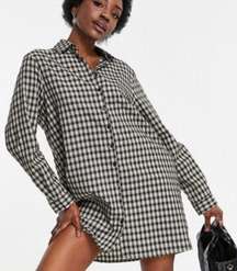 Maison Scotch Black & White Gingham Plaid Button Front Dress