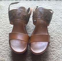 Italian shoemaker cognac wedge sandals size 39/8