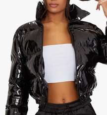 Black Cropped Puffer Coat