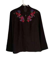 0423 Vintage Elementz Black Floral Embroidered Jacket XL