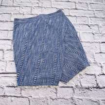 Ann‎ Taylor Loft Skirt Womans 6 Blue Textured Asymetrical Fringe Hem Faux Wrap