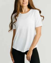 Active Go To White Crew Neck Short Sleeve Athletic Basic Tee