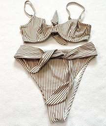 Abercrombie and Fitch High Waisted Stripped Tie Bikini Size Medium