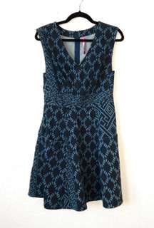 Plenty by  Blue Patterned Denim Fit & Flare Dress Size 4