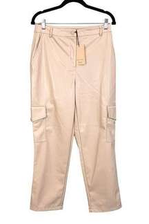BAILEY 44 Women's Tan Faux Leather Straight Snap Cuffs Cargo Pants Size 6 NWT