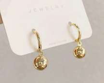 18K Gold Plated Small Round Ball Dangle Drop Earrings for Women