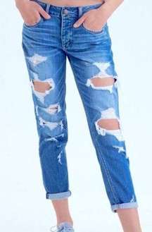 AEO Tomgirl Heavily Distressed Denim Jeans