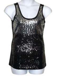 Cruisewear & Co Black Sequins Tank Top size Small