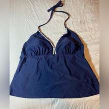 Fashion Bug Swimwear Tankini TOP ONLY Sz 20 Padded navy blue bikini halter