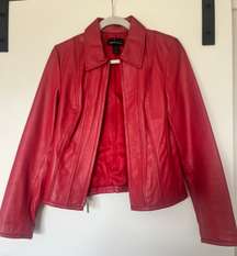 Vintage  International Red Fitted Leather Jacket