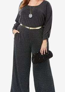 JESSICA LONDON WIDE LEG GLITTER JUMPSUIT 14W