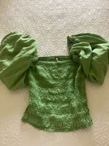 Green Puff Sleeve Top