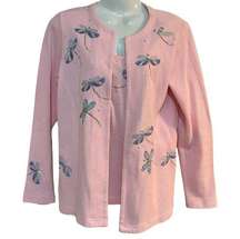 QUACKER FACTORY Cardigan-Tank Top Combo Pink Dragonfly Crystal Fairy Sz XXS-S