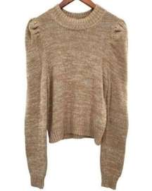 Harper Puff Sleeve Marled Knit Chunky High Neck Sweater
