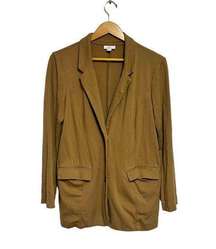 J. Jill Women's Ponte Knit Blazer Tan Button‎ Down Pockets Size Medium