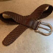 Womens Michael Michael Kors Brown Weave Braided Leather Belt S  Small