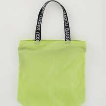 RARE - BAGGU Ripstop Nylon Tote with Discontinued White and Black Monogram Strap