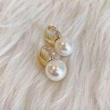 Elegant White Pearl Drop Dangle Hoop Earrings for Women