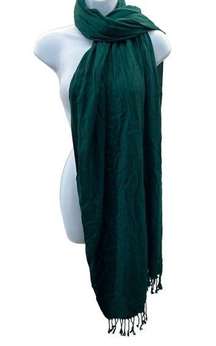 Liz Claiborne Scarf Wrap NEW with Tags NWT Emerald Green Rayon Fringe 25" x 77"