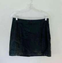 Faux Leather Black Mini Skirt Neutral Holiday Party Emo Grunge