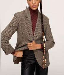 Mango MNG Pleat Detail Blazer Houndstooth