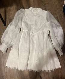 White Mini Detailed Dress Size Medium