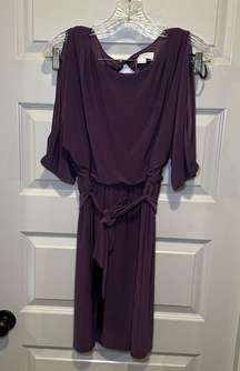 Jessica Simpson Purple Scoop Neck Slit Sleeve Aline Dress S